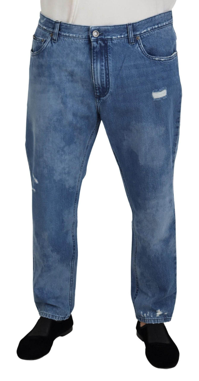 Dolce & Gabbana Blue Washed Cotton Casual Denim Jeans - Hilstor