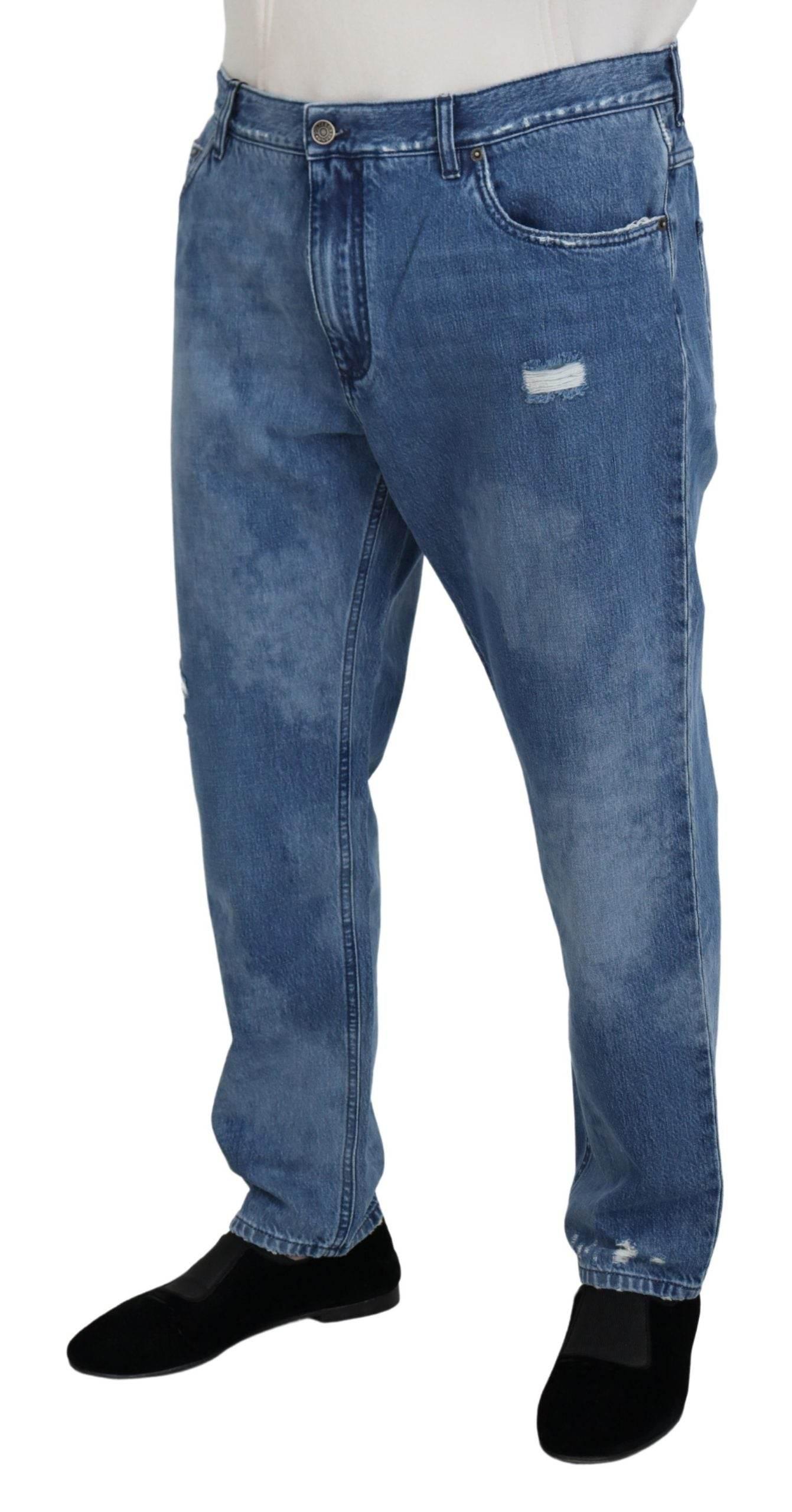 Dolce & Gabbana Blue Washed Cotton Casual Denim Jeans - Hilstor