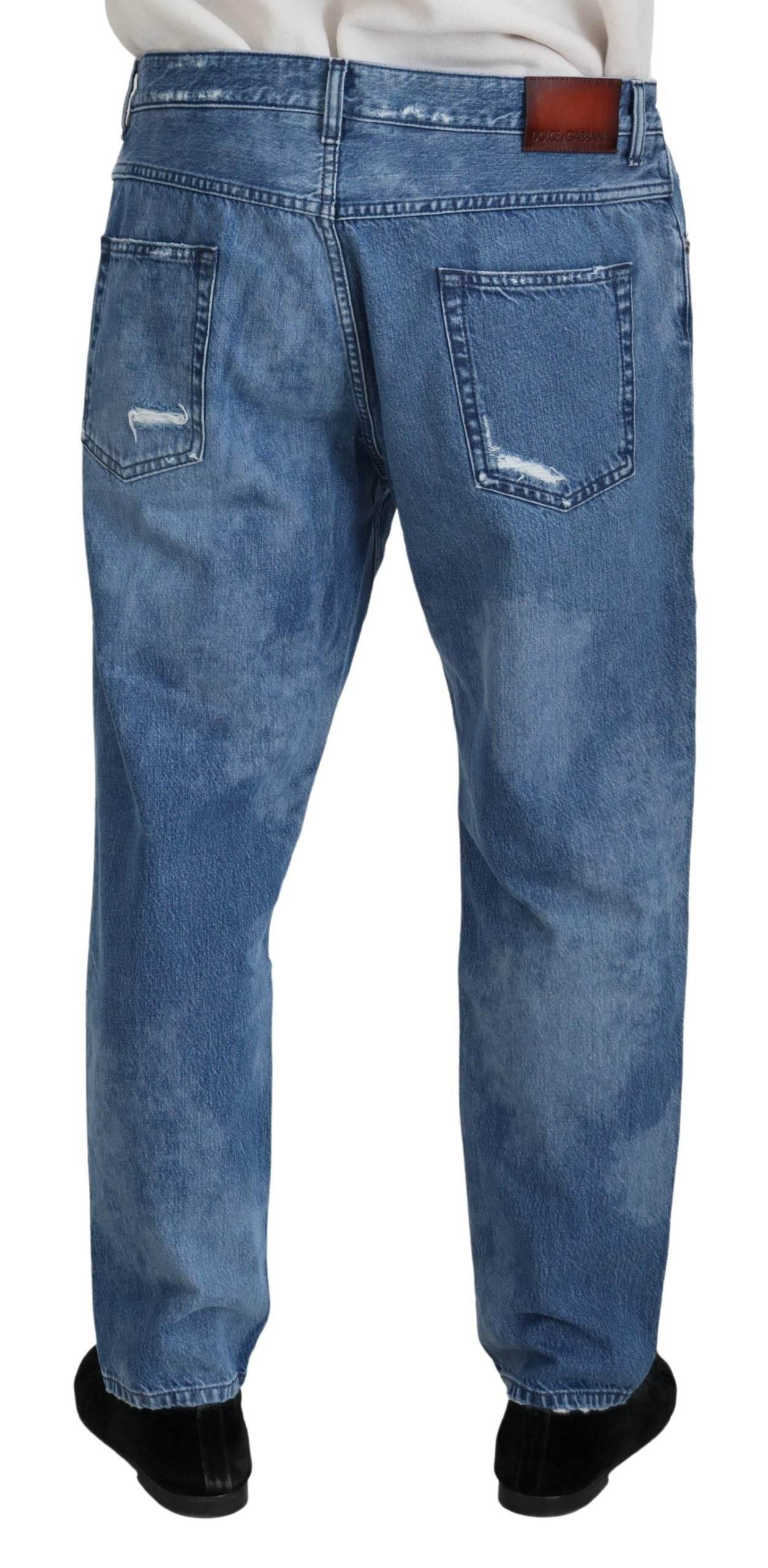 Dolce & Gabbana Blue Washed Cotton Casual Denim Jeans - Hilstor