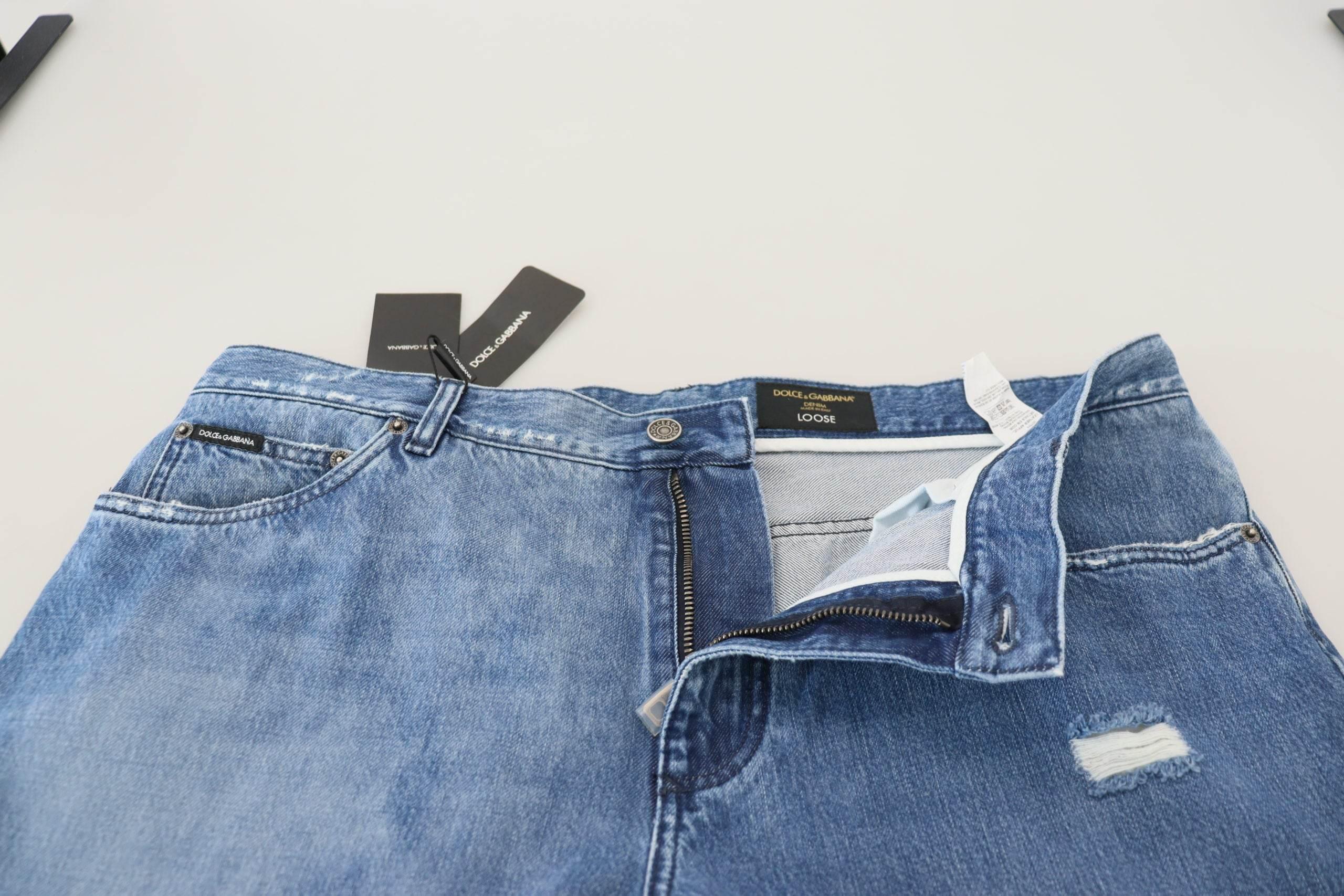 Dolce & Gabbana Blue Washed Cotton Casual Denim Jeans - Hilstor