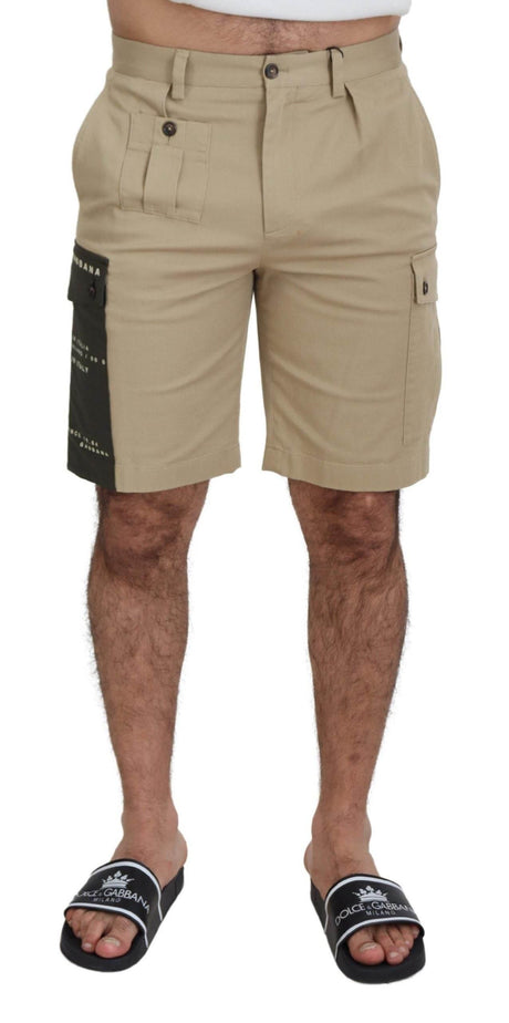 Dolce & Gabbana Beige Cotton Cargo Bermuda Shorts - Hilstor