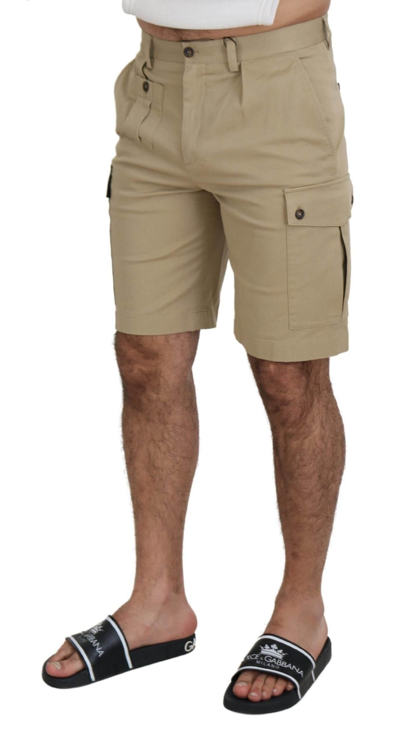 Dolce & Gabbana Beige Cotton Cargo Bermuda Shorts - Hilstor