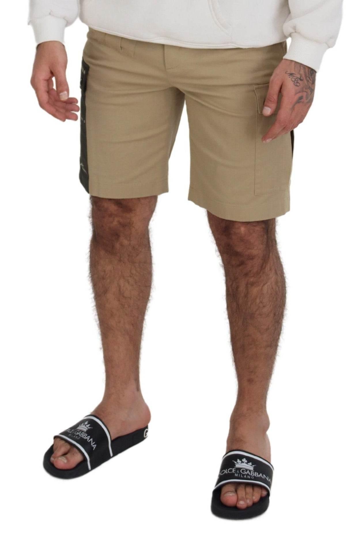 Dolce & Gabbana Beige Cotton Cargo Bermuda Shorts - Hilstor