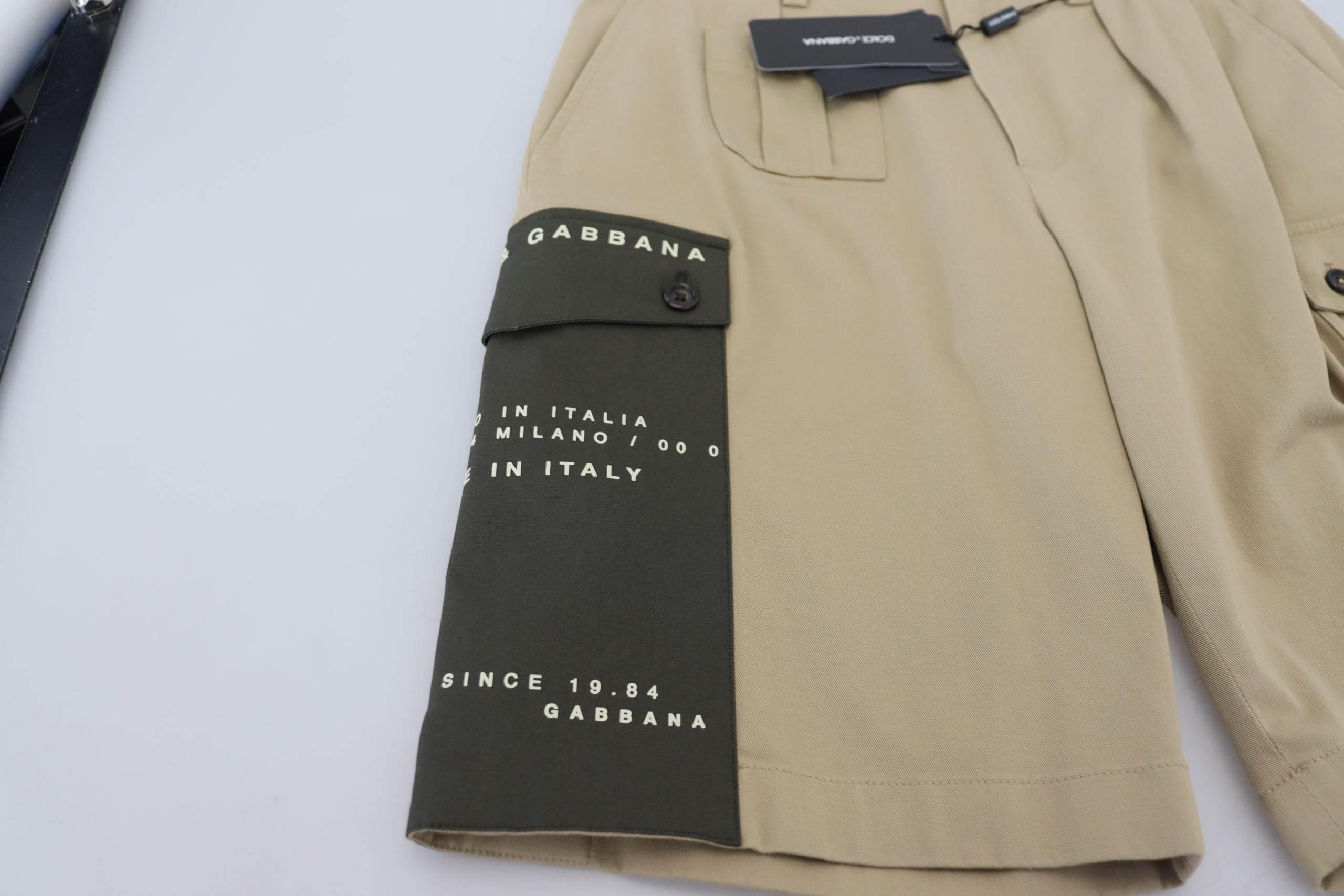 Dolce & Gabbana Beige Cotton Cargo Bermuda Shorts - Hilstor