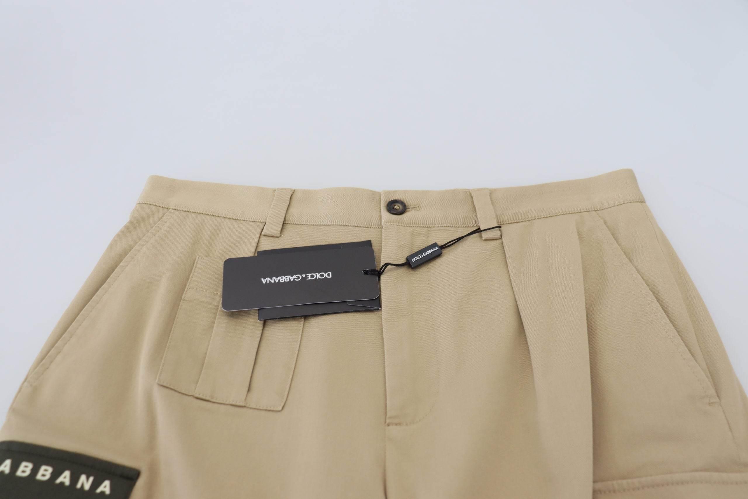 Dolce & Gabbana Beige Cotton Cargo Bermuda Shorts - Hilstor