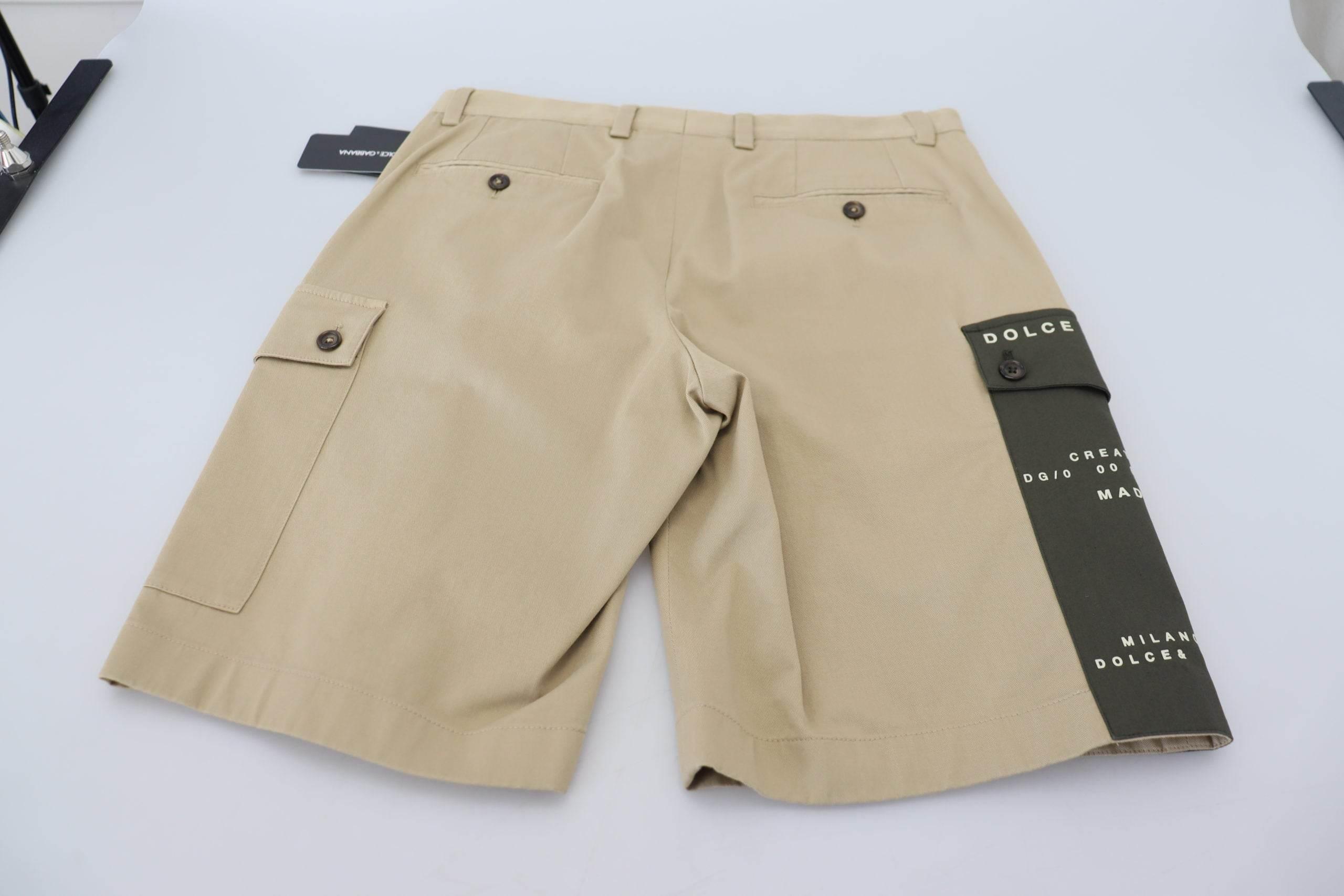 Dolce & Gabbana Beige Cotton Cargo Bermuda Shorts - Hilstor