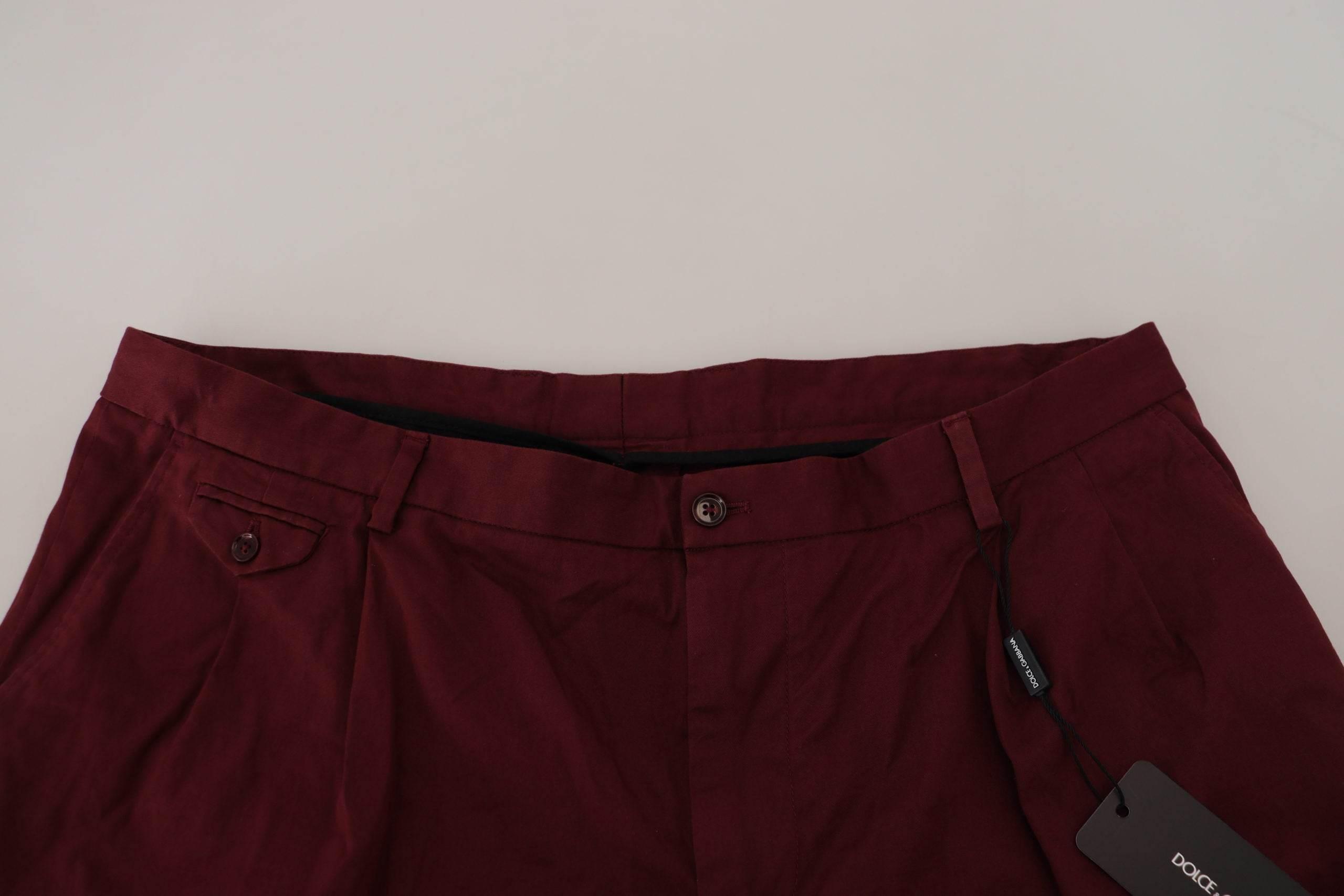 Dolce & Gabbana Maroon Cotton Bermuda Casual Shorts - Hilstor