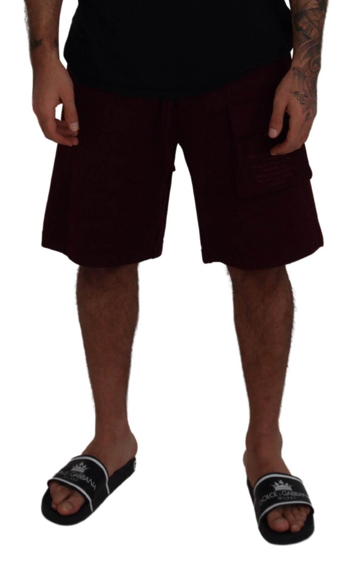 Dolce & Gabbana Maroon Bermuda Cargo Men Shorts - Hilstor