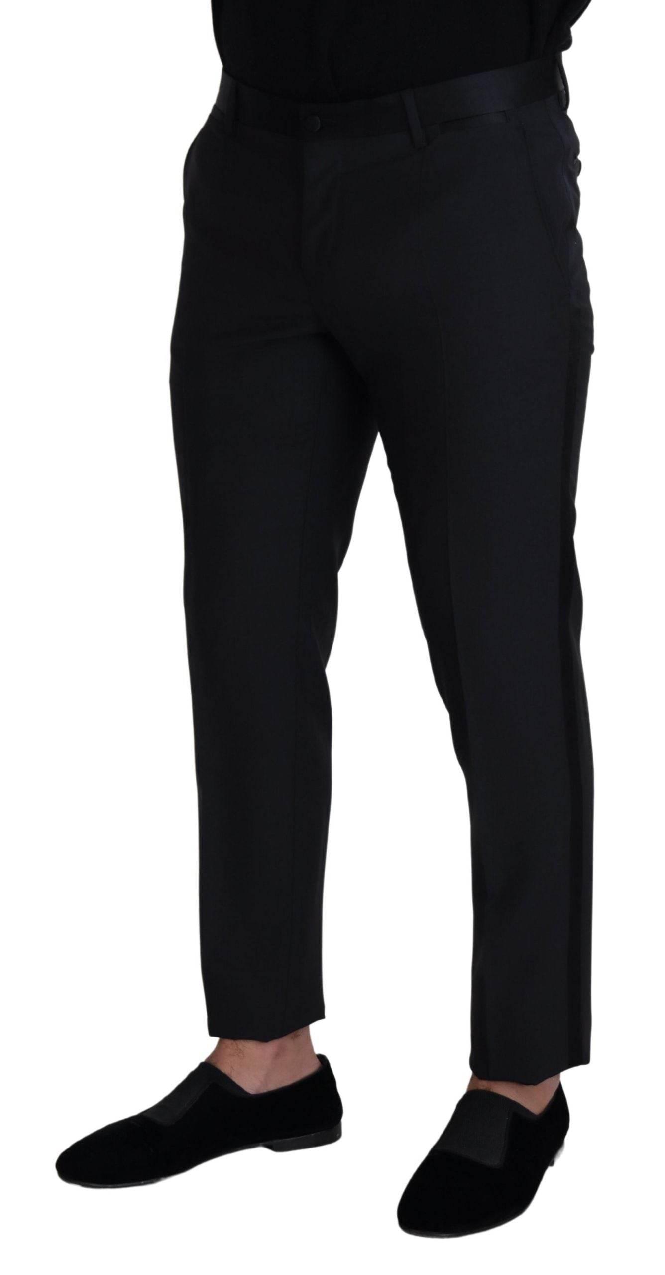 Dolce & Gabbana Black Wool Men Formal Pants - Hilstor