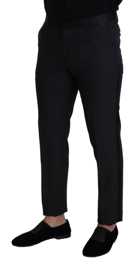 Dolce & Gabbana Black Wool Men Formal Pants - Hilstor