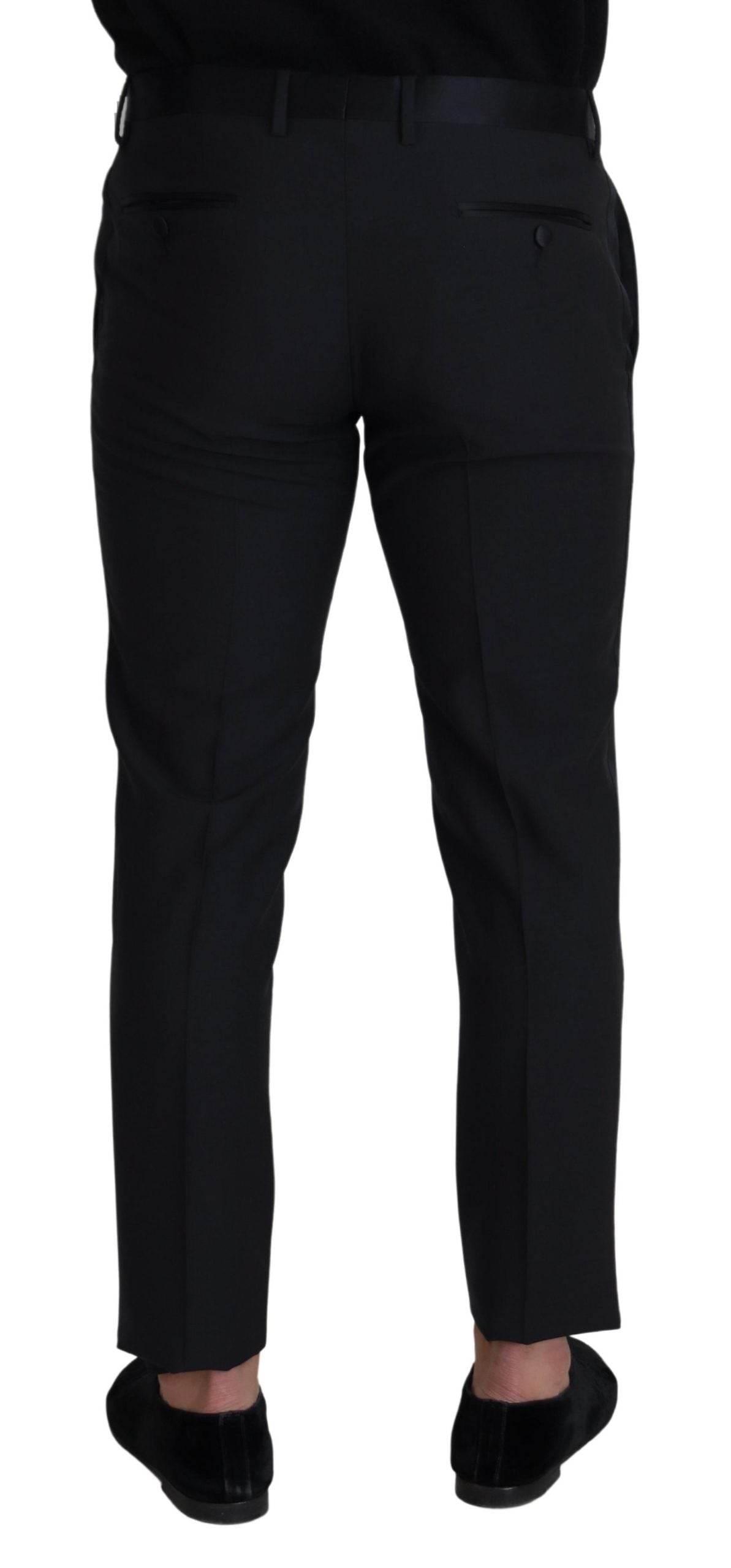Dolce & Gabbana Black Wool Men Formal Pants - Hilstor