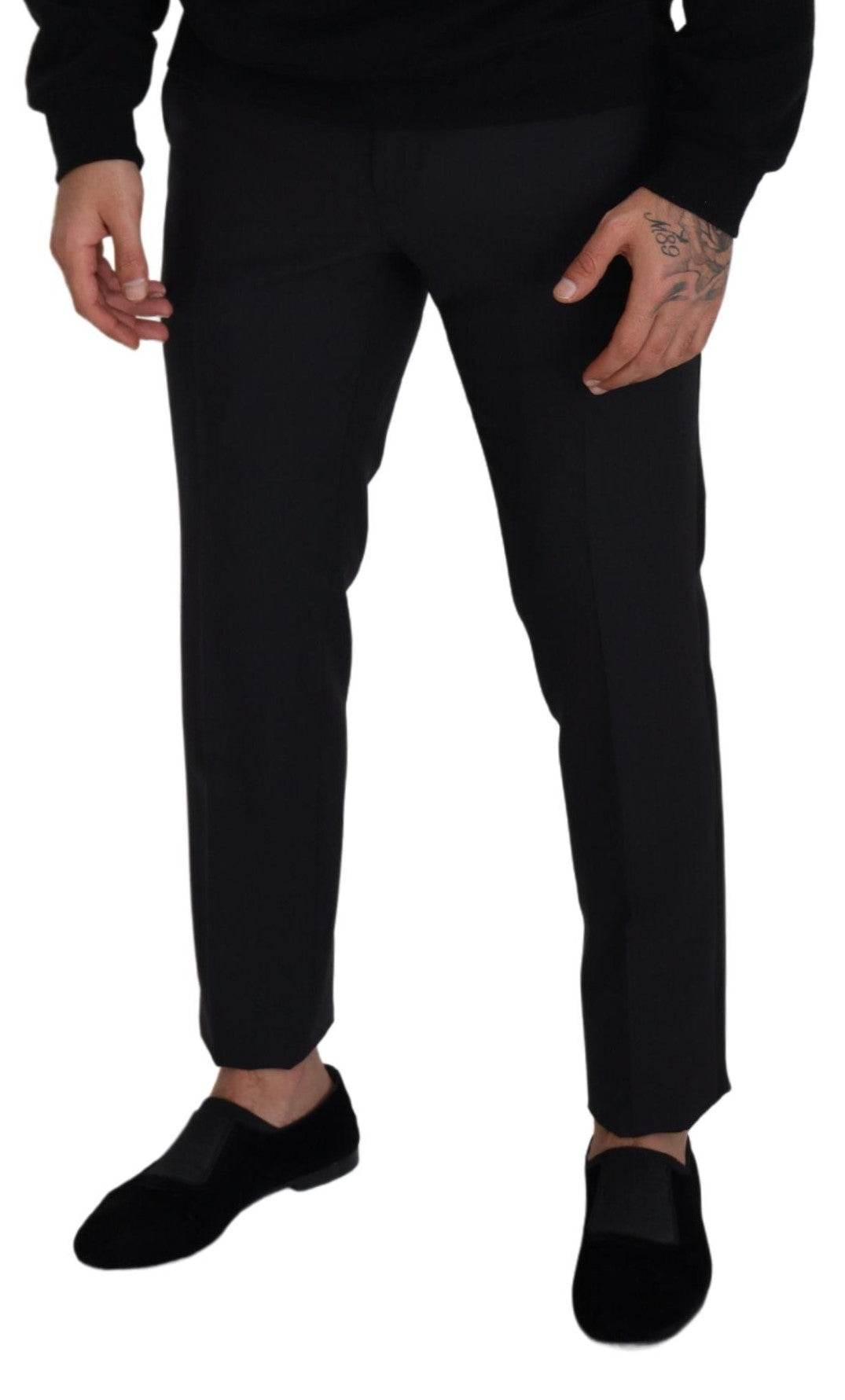 Dolce & Gabbana Black Wool Men Formal Pants - Hilstor