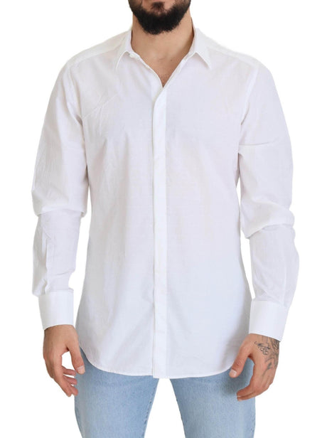 Dolce & Gabbana Elegance Reimagined White Cotton Dress Shirt - Hilstor