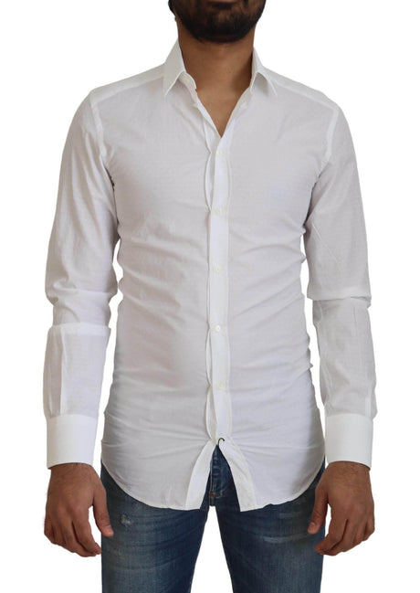 Dolce & Gabbana Elegant White Cotton Dress Shirt Slim Fit - Hilstor