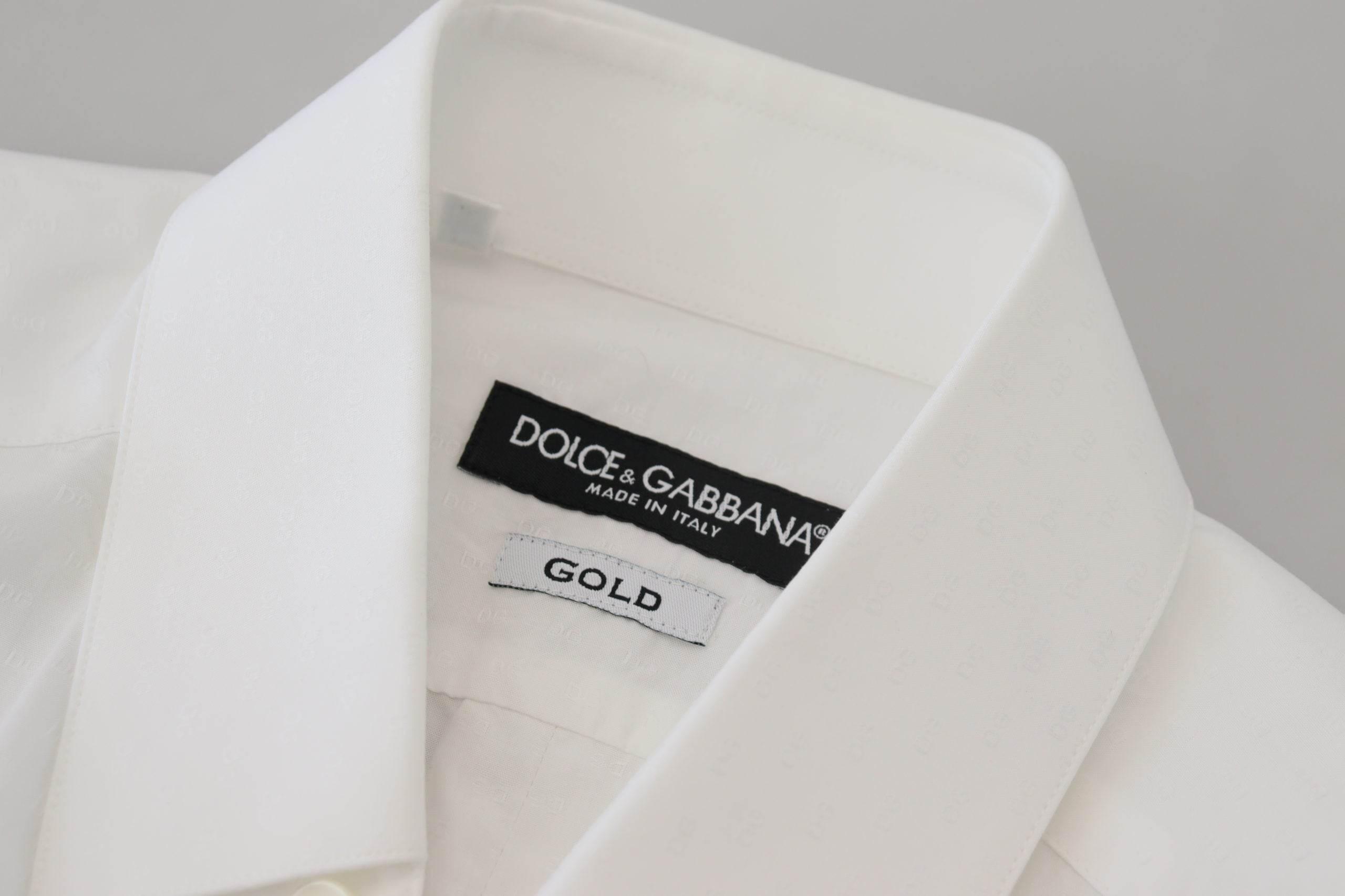 Dolce & Gabbana Elegant White Cotton Dress Shirt Slim Fit - Hilstor
