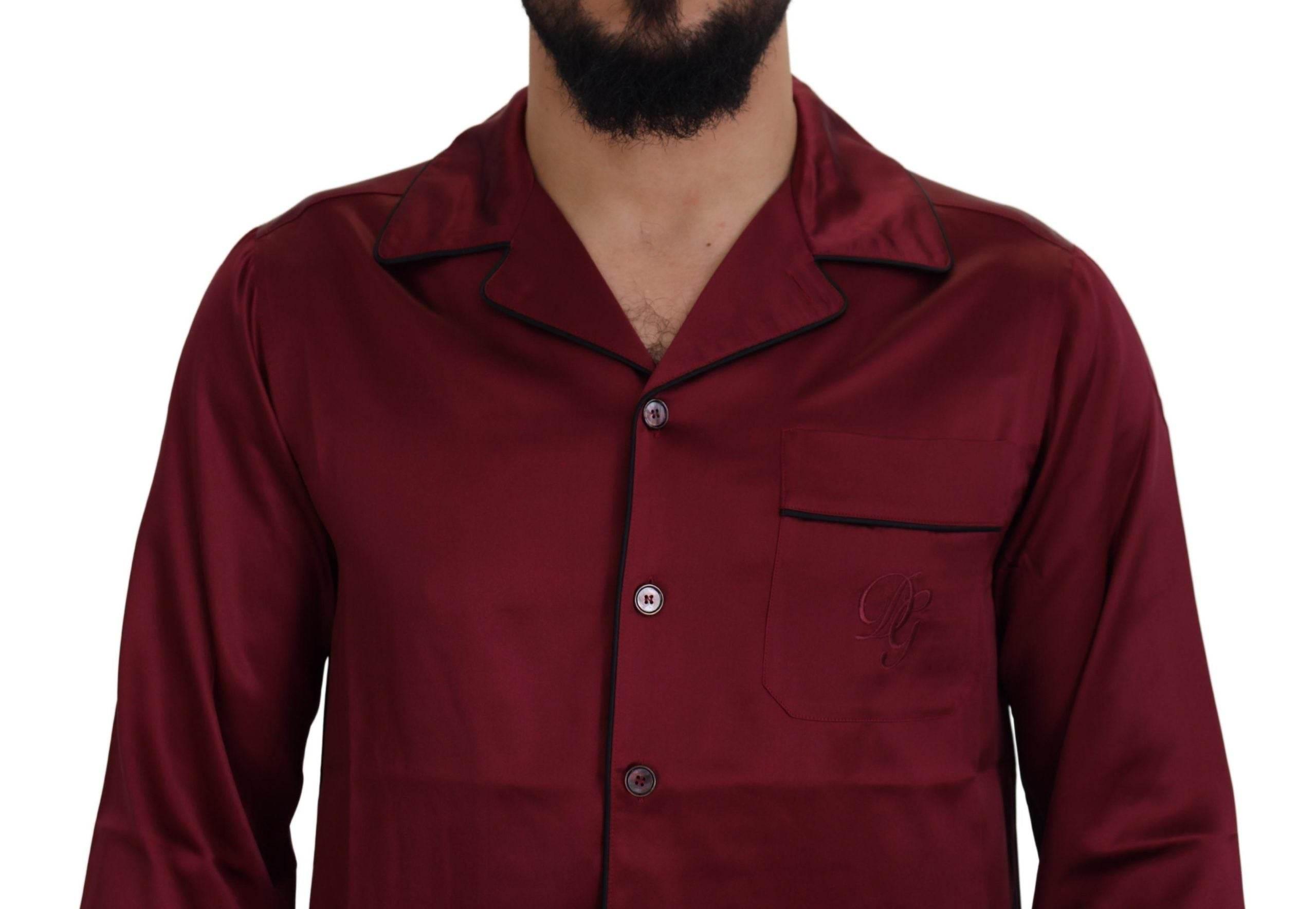 Dolce & Gabbana Elegant Silk Red Nightshirt Pajama - Hilstor