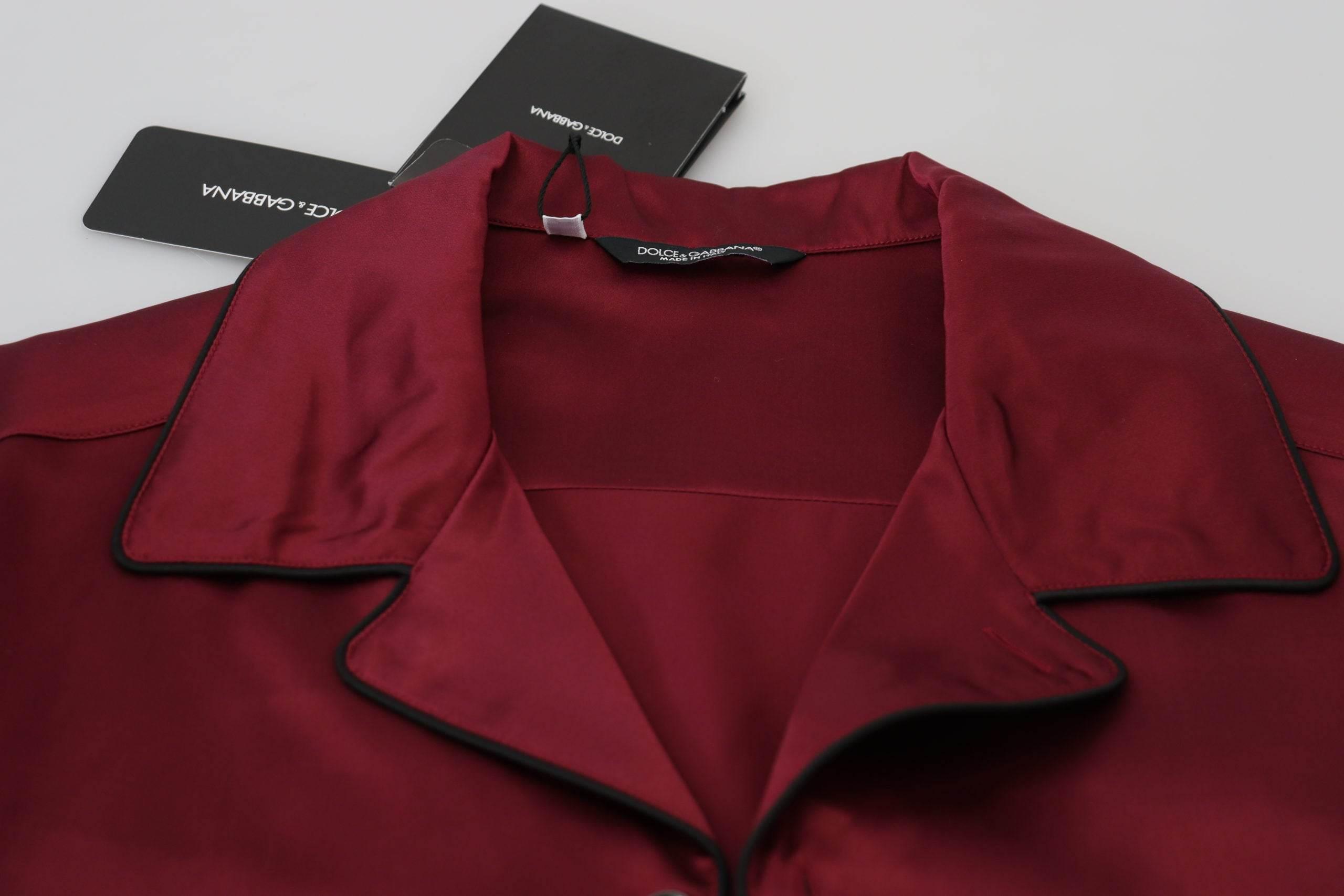 Dolce & Gabbana Elegant Silk Red Nightshirt Pajama - Hilstor