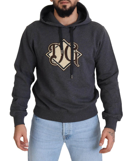 Dolce & Gabbana Gray Logo Cotton Hooded Sweatshirt Sweater - Hilstor