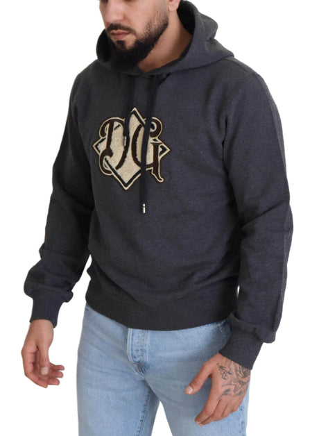 Dolce & Gabbana Gray Logo Cotton Hooded Sweatshirt Sweater - Hilstor