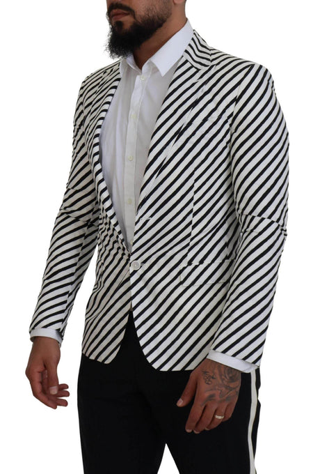 Dolce & Gabbana Elegant White Striped Single Breasted Blazer - Hilstor