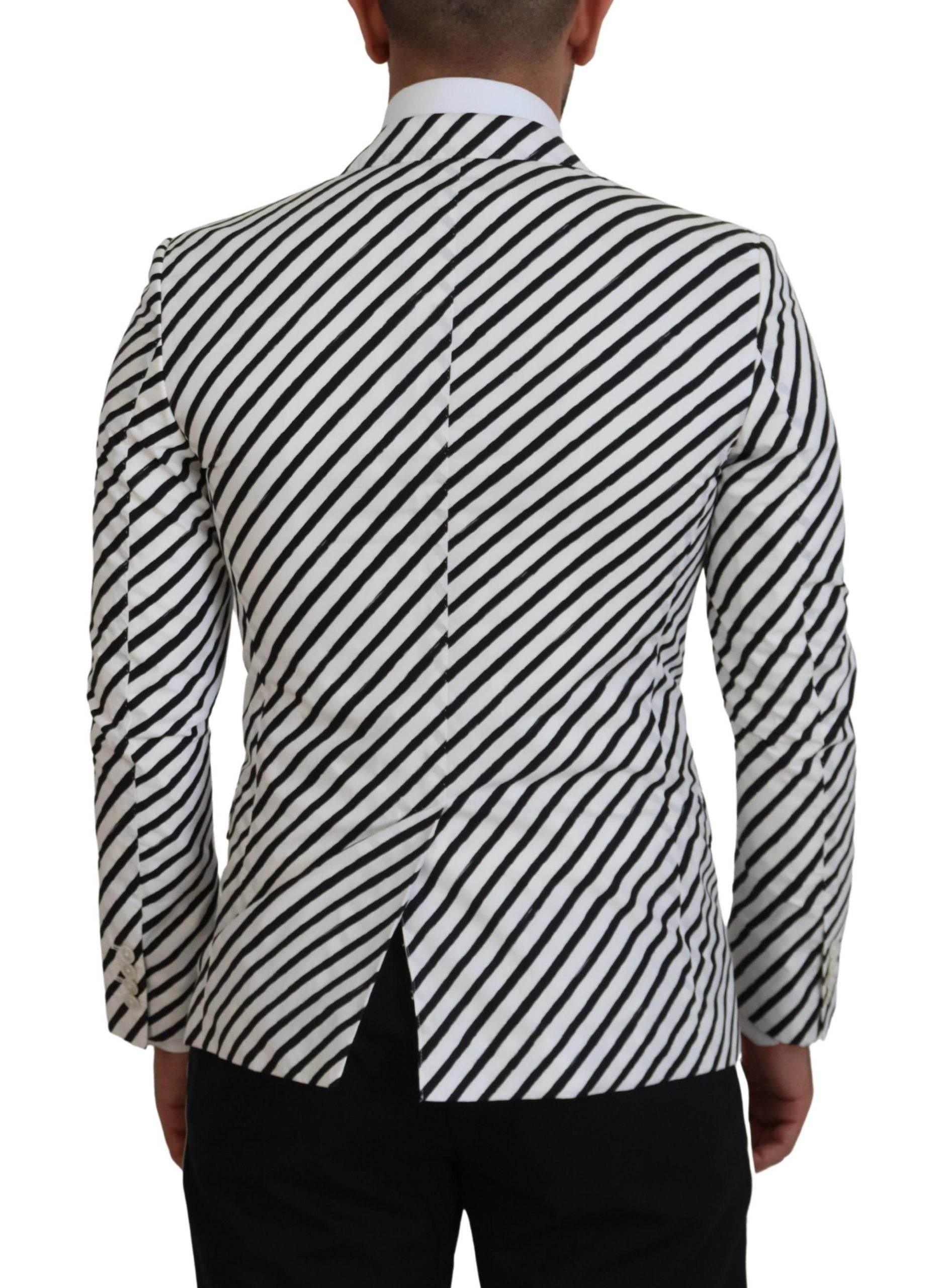 Dolce & Gabbana Elegant White Striped Single Breasted Blazer - Hilstor