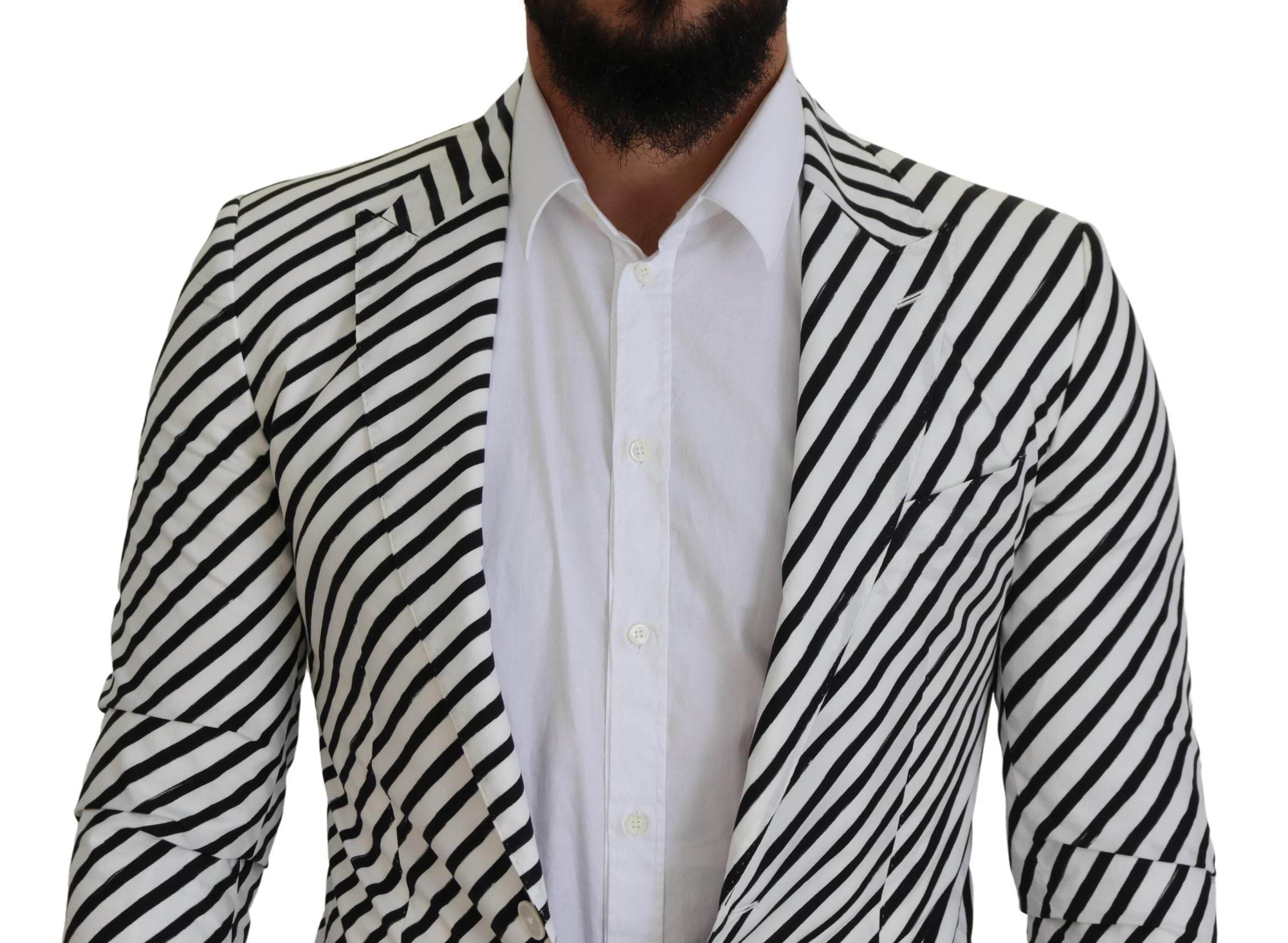 Dolce & Gabbana Elegant White Striped Single Breasted Blazer - Hilstor