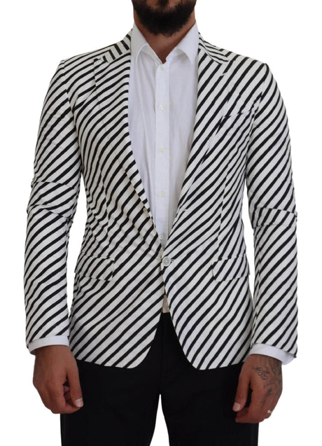 Dolce & Gabbana Elegant White Striped Single Breasted Blazer - Hilstor