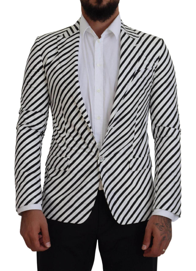 Dolce & Gabbana Elegant White Striped Single Breasted Blazer - Hilstor