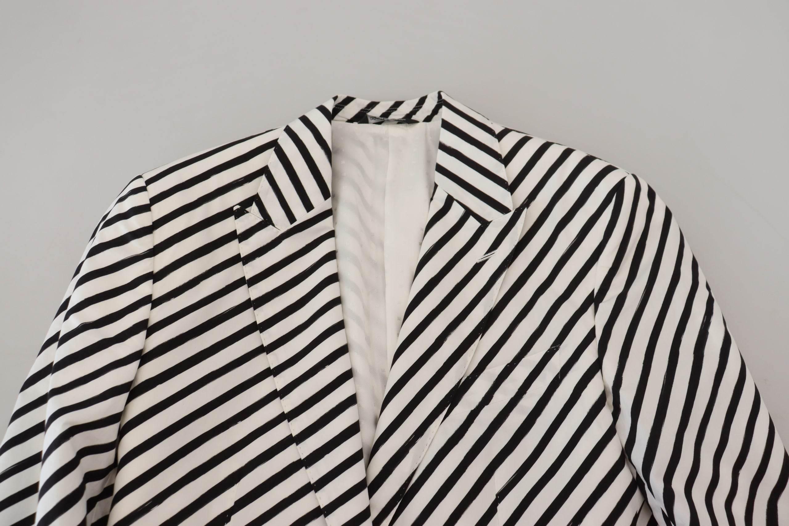 Dolce & Gabbana Elegant White Striped Single Breasted Blazer - Hilstor