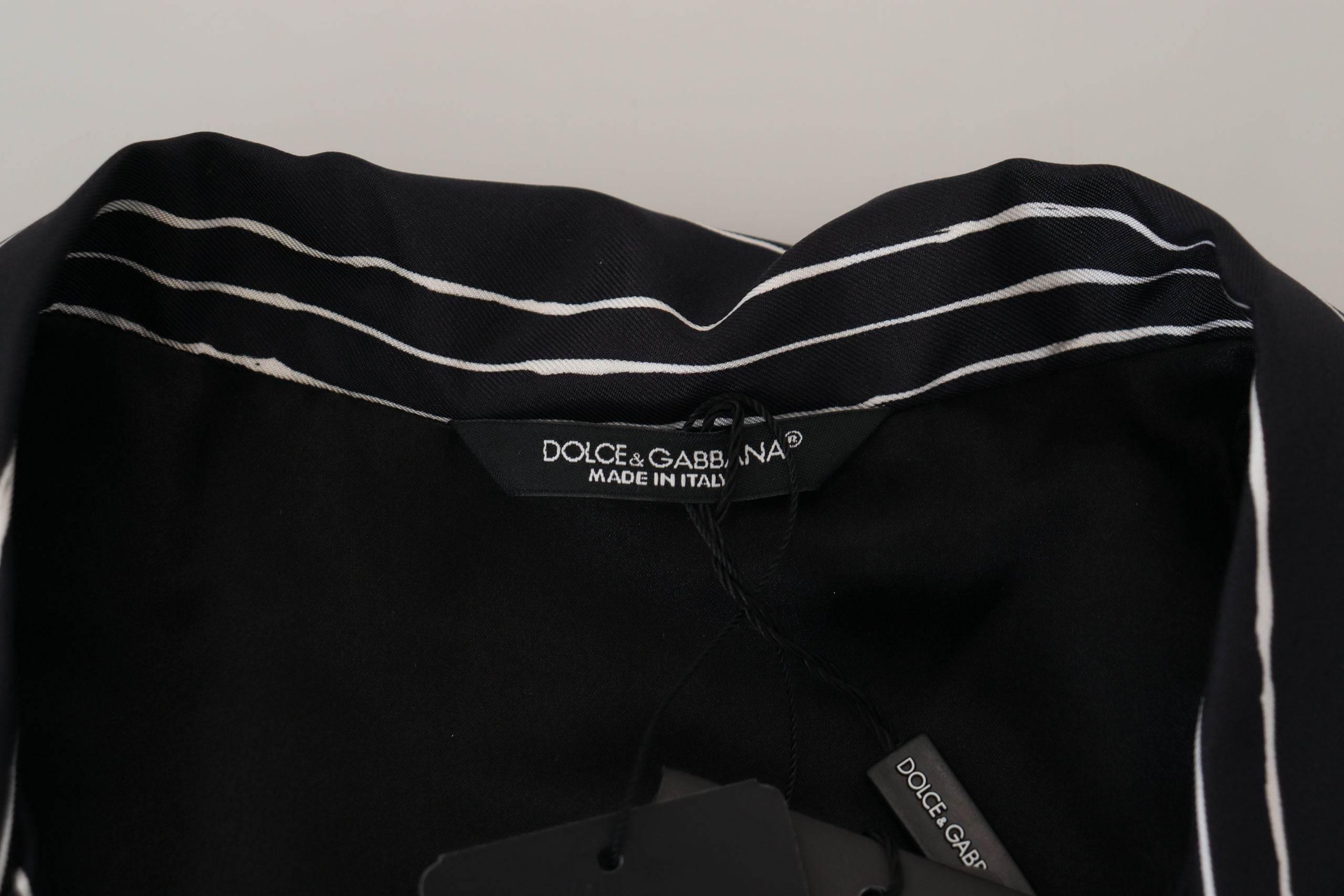 Dolce & Gabbana Blue Striped Silk Pajama Shirt Jacket - Hilstor