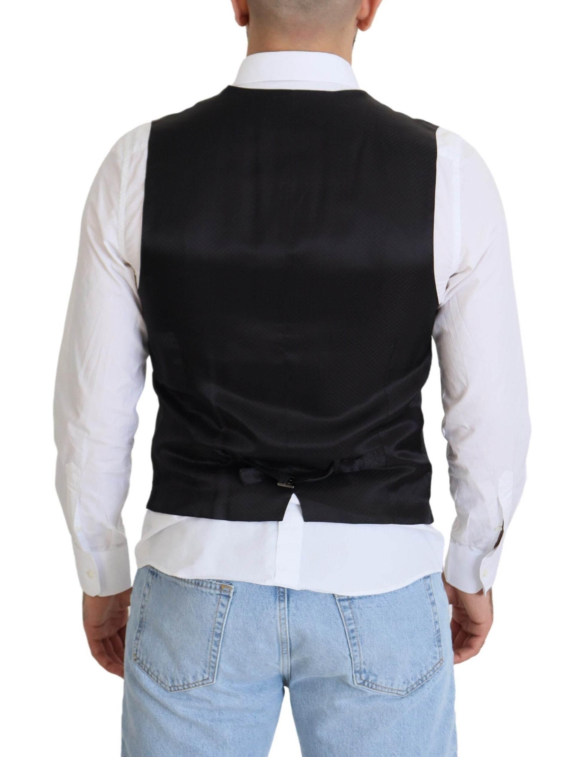 Dolce & Gabbana Black Wool Stretch Waistcoat Formal Vest - Hilstor