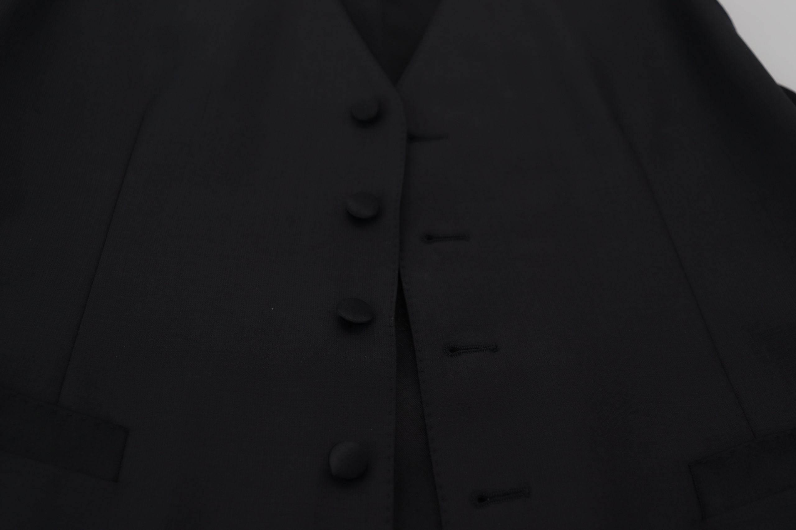 Dolce & Gabbana Black Wool Stretch Waistcoat Formal Vest - Hilstor