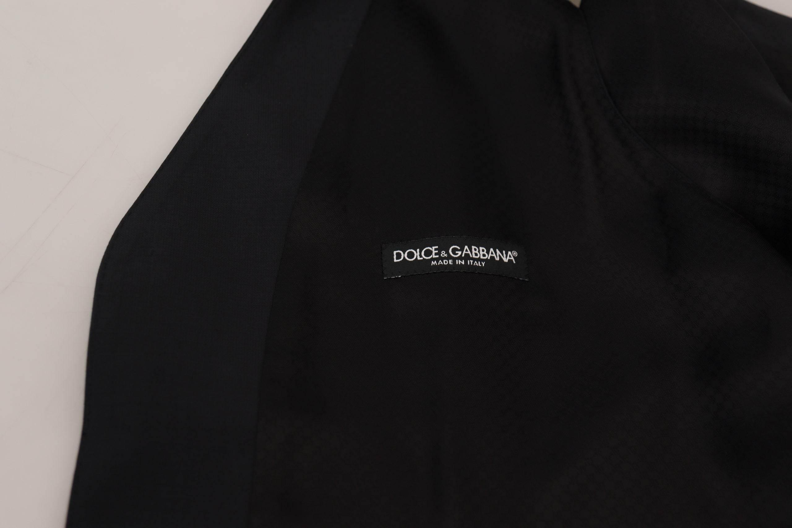 Dolce & Gabbana Black Wool Stretch Waistcoat Formal Vest - Hilstor