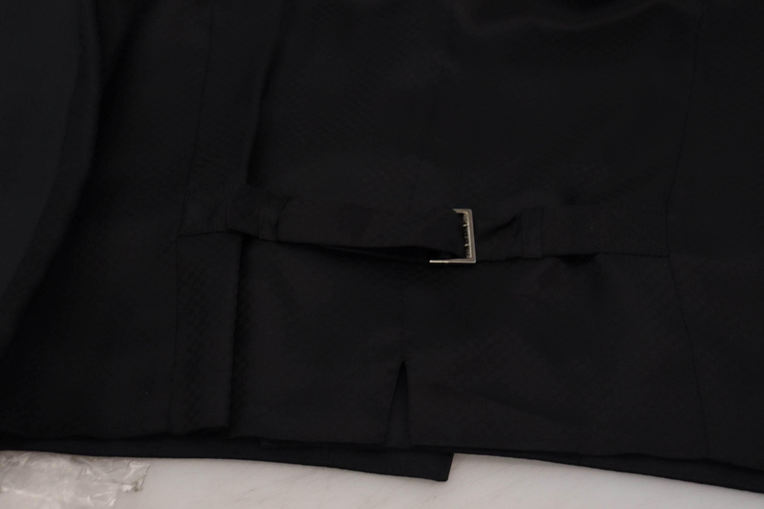Dolce & Gabbana Black Wool Stretch Waistcoat Formal Vest - Hilstor