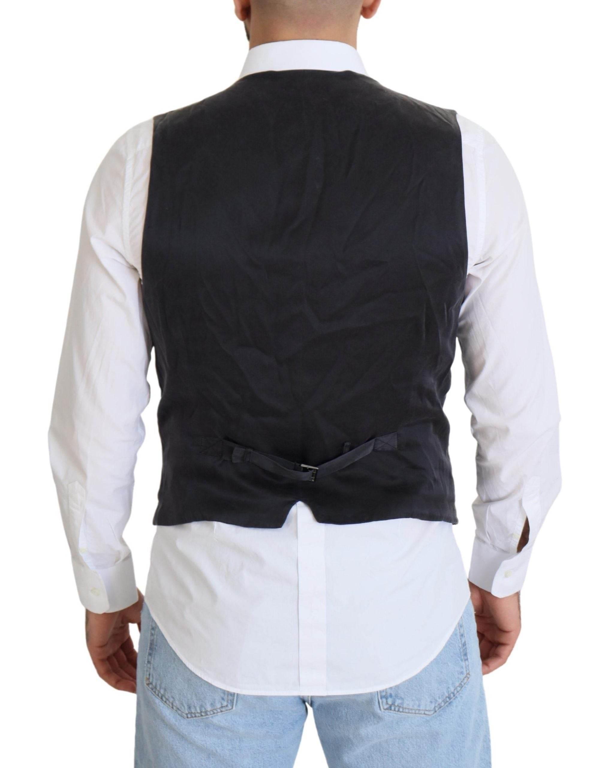 Dolce & Gabbana Black Cotton Double Breasted Waistcoat Vest - Hilstor
