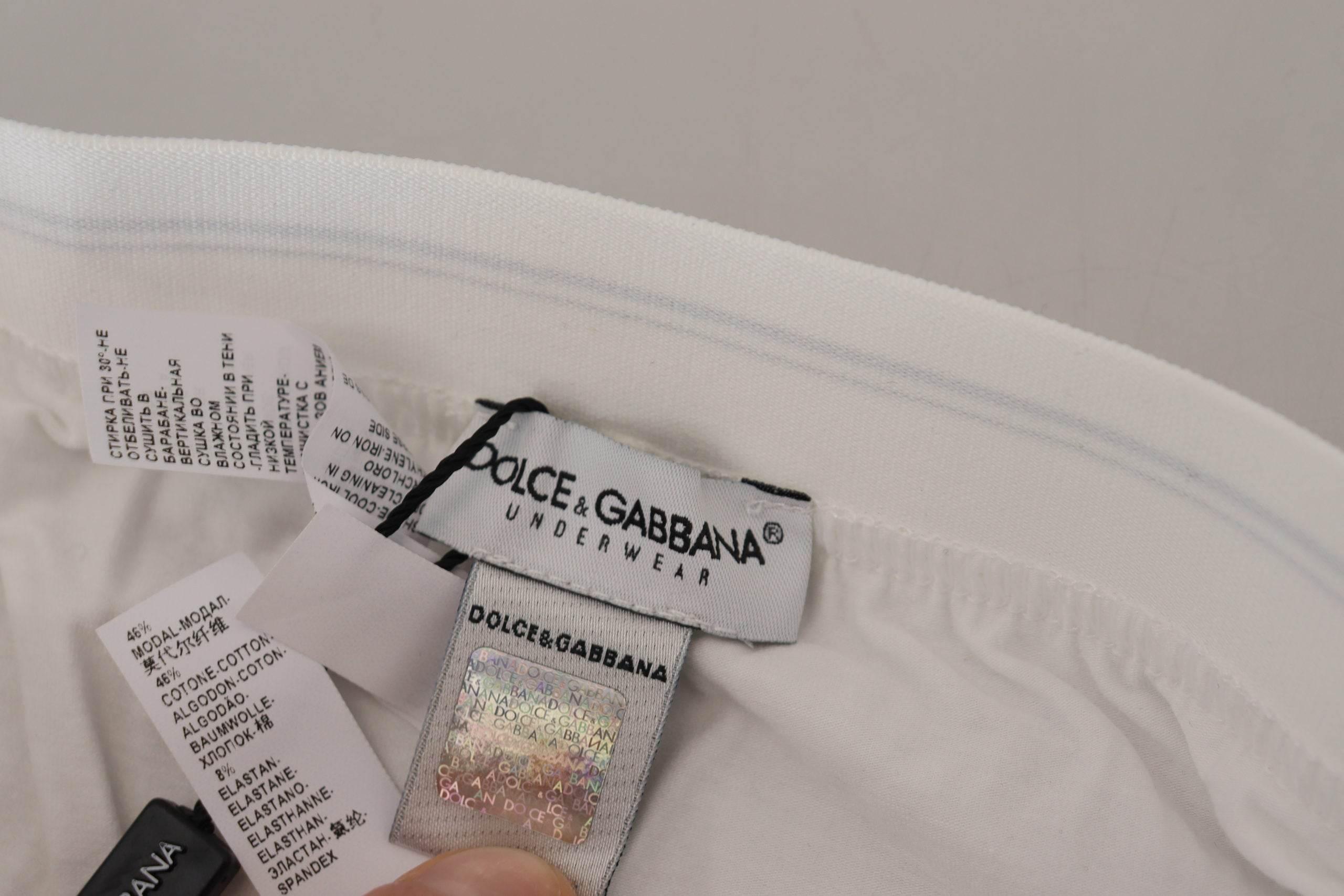 Dolce & Gabbana Elegant White Cotton Blend Boxer Shorts - Hilstor