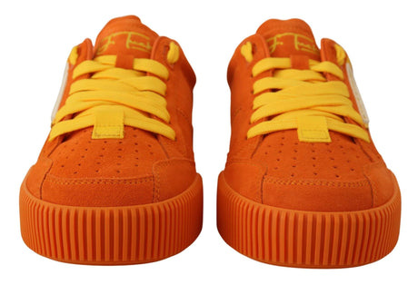 Dolce & Gabbana Chic Orange Suede Lace-Up Sneakers - Hilstor