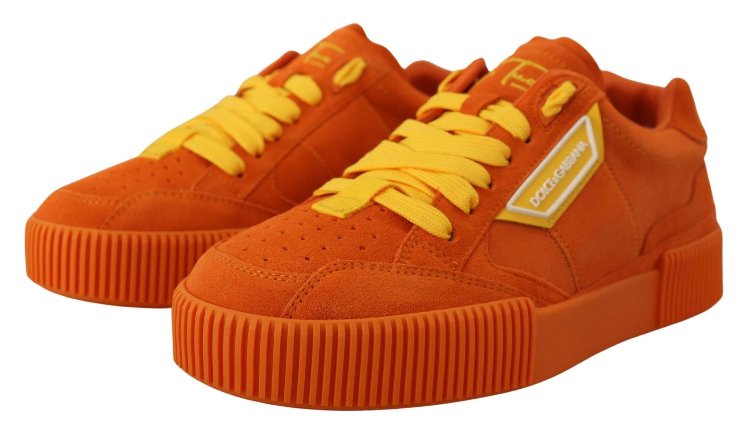 Dolce & Gabbana Chic Orange Suede Lace-Up Sneakers - Hilstor