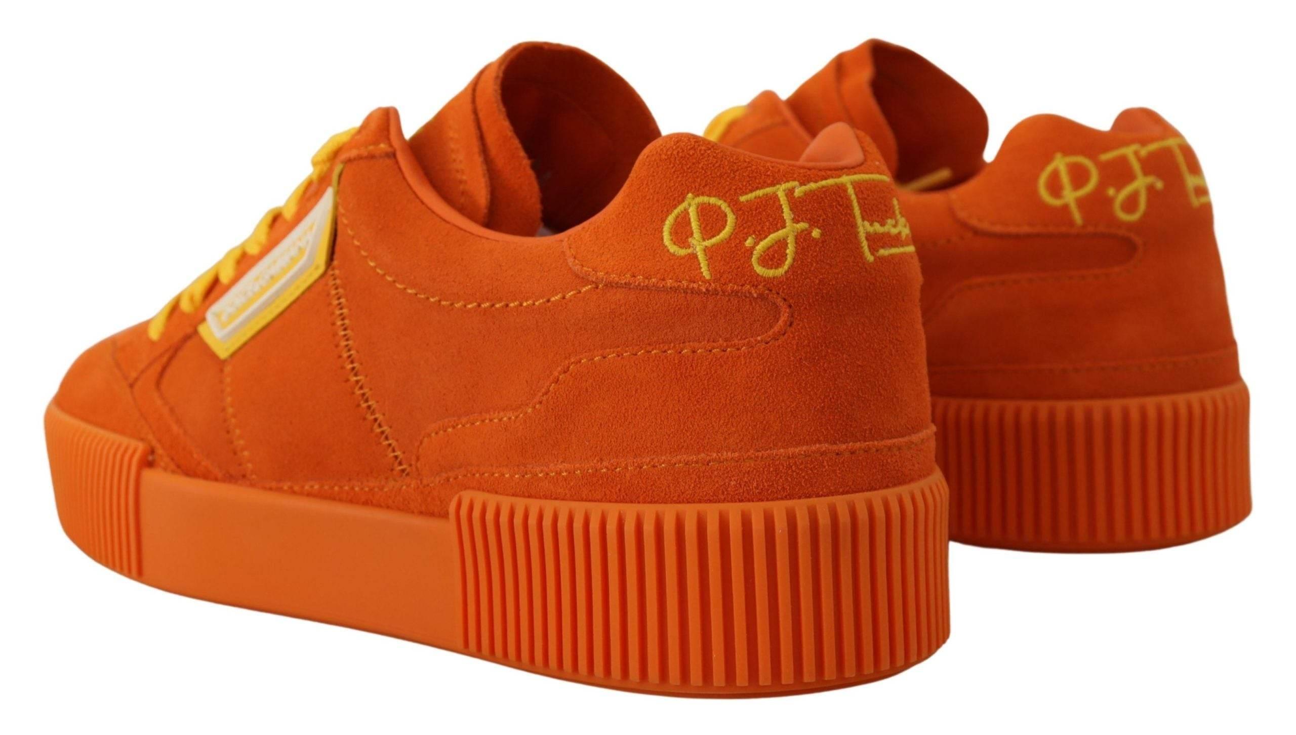 Dolce & Gabbana Chic Orange Suede Lace-Up Sneakers - Hilstor