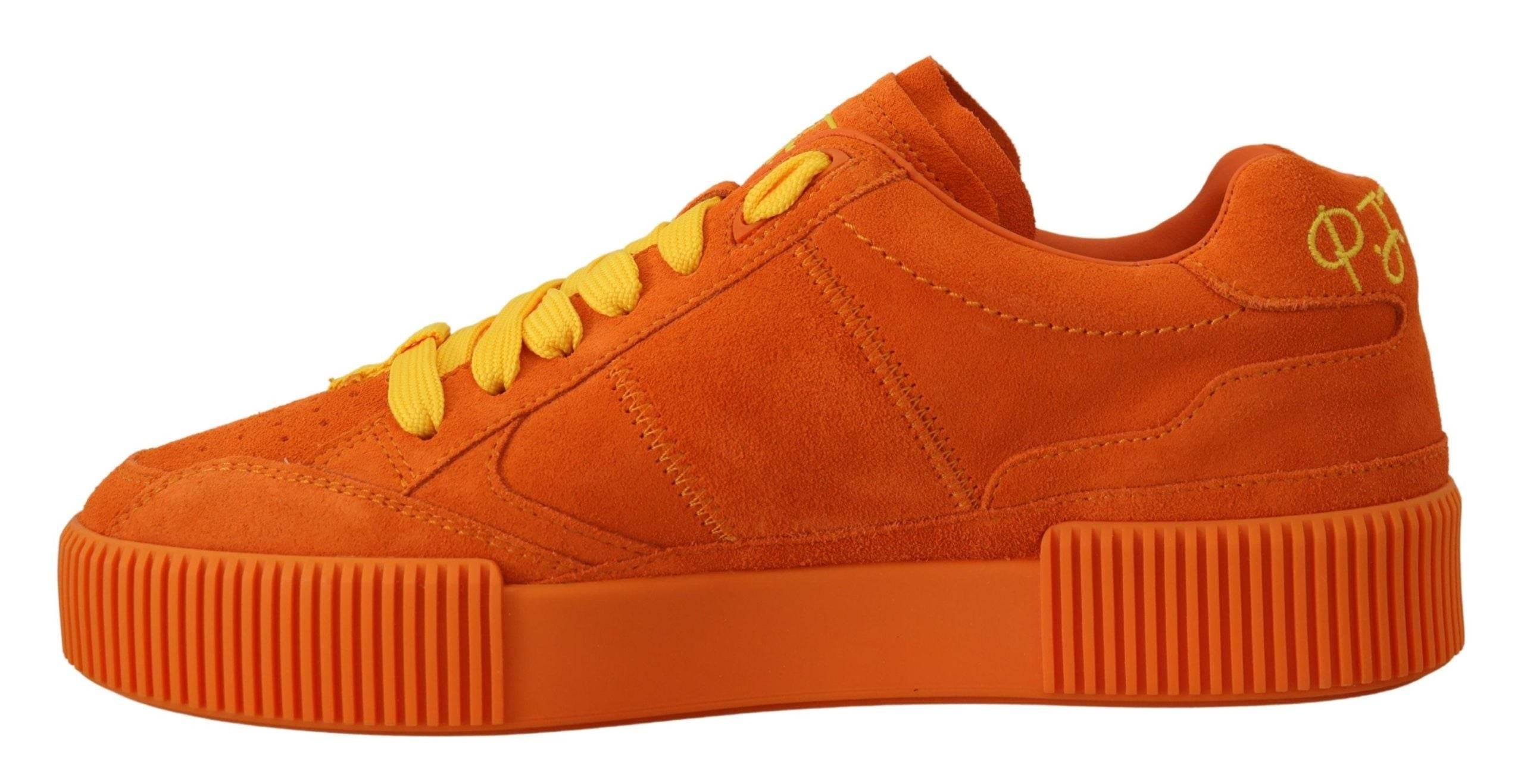 Dolce & Gabbana Chic Orange Suede Lace-Up Sneakers - Hilstor