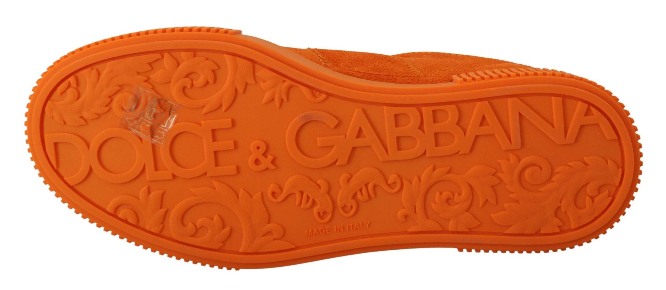 Dolce & Gabbana Chic Orange Suede Lace-Up Sneakers - Hilstor