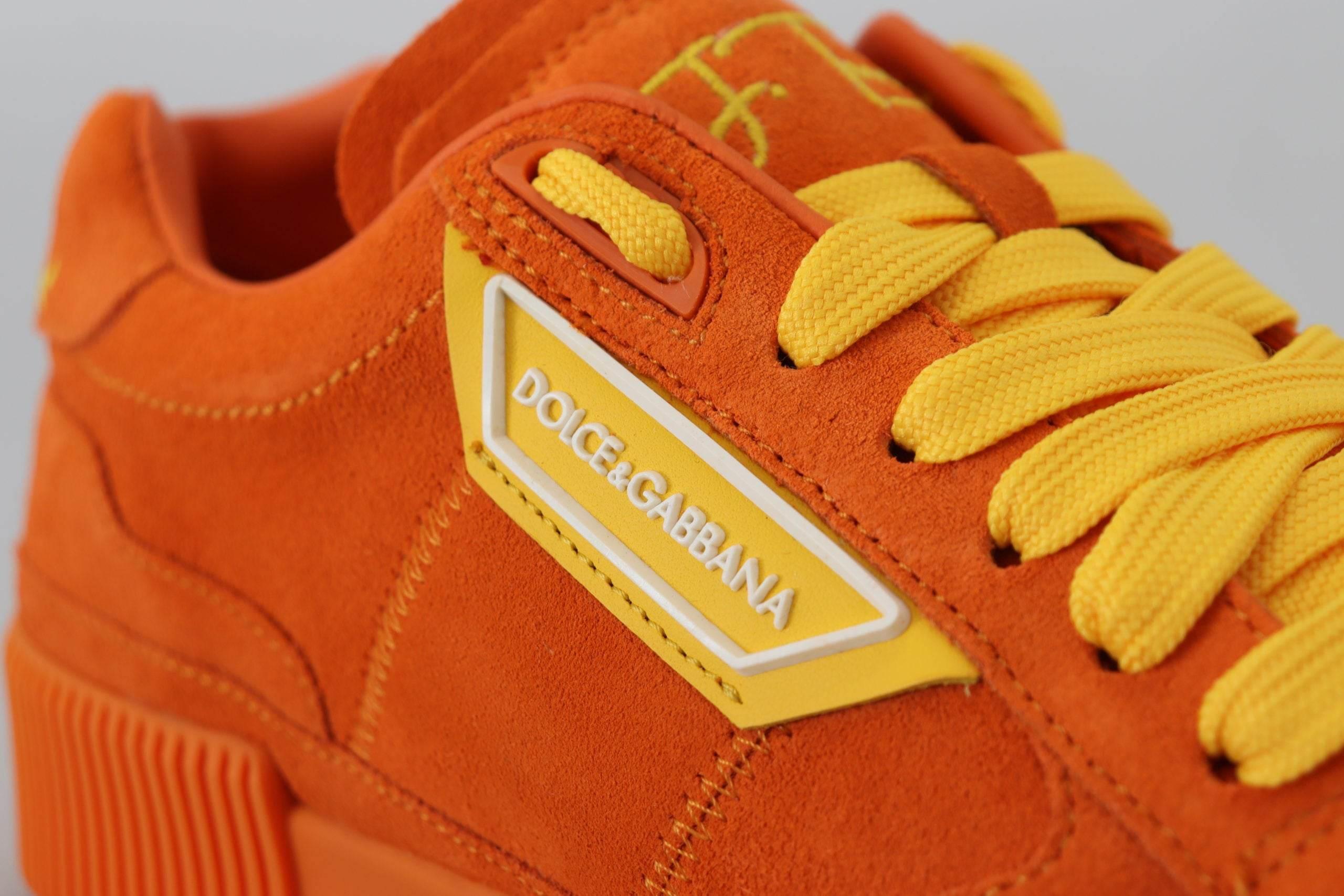 Dolce & Gabbana Chic Orange Suede Lace-Up Sneakers - Hilstor
