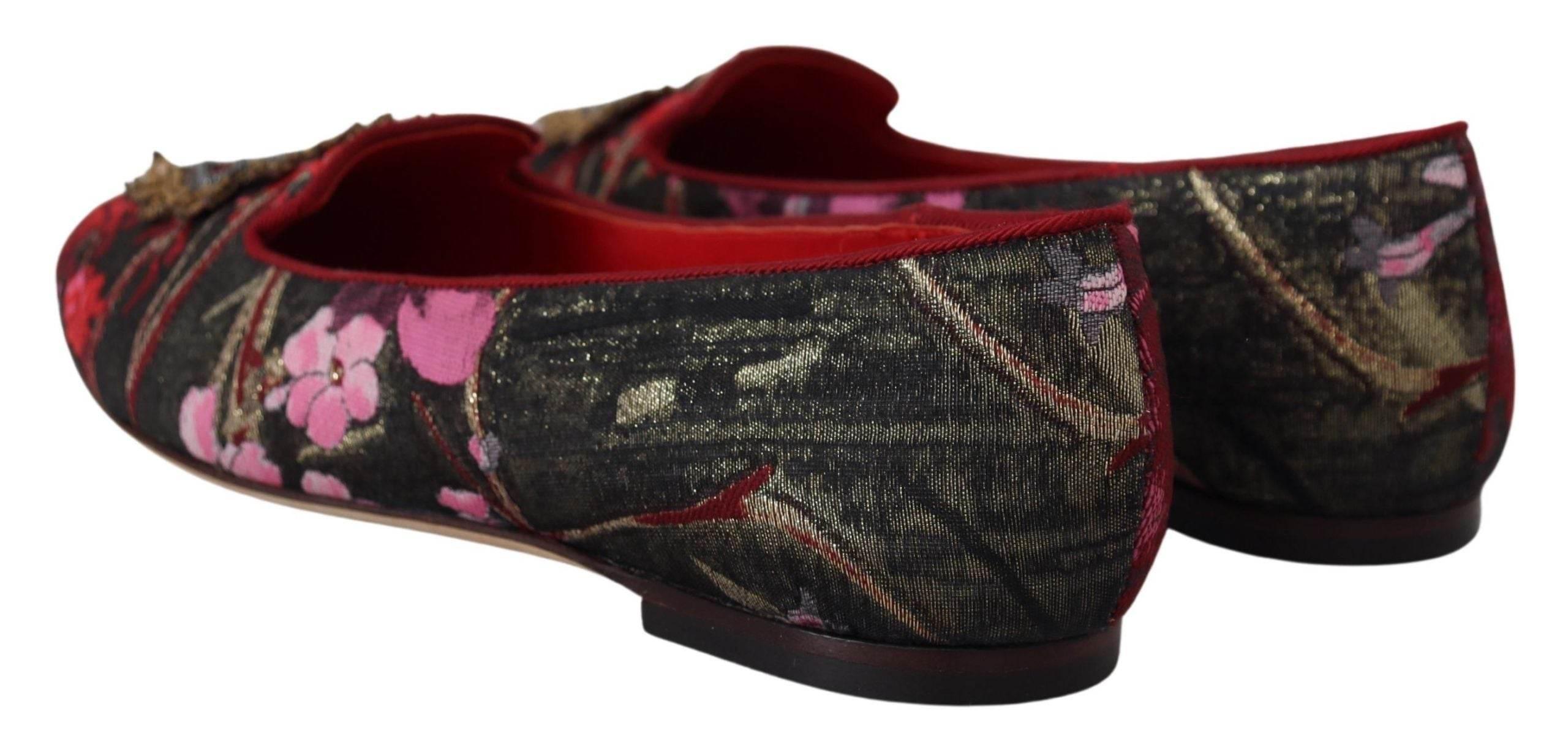 Dolce & Gabbana Multicolor Leather and Fabric Flats with Sacred Heart Patch - Hilstor