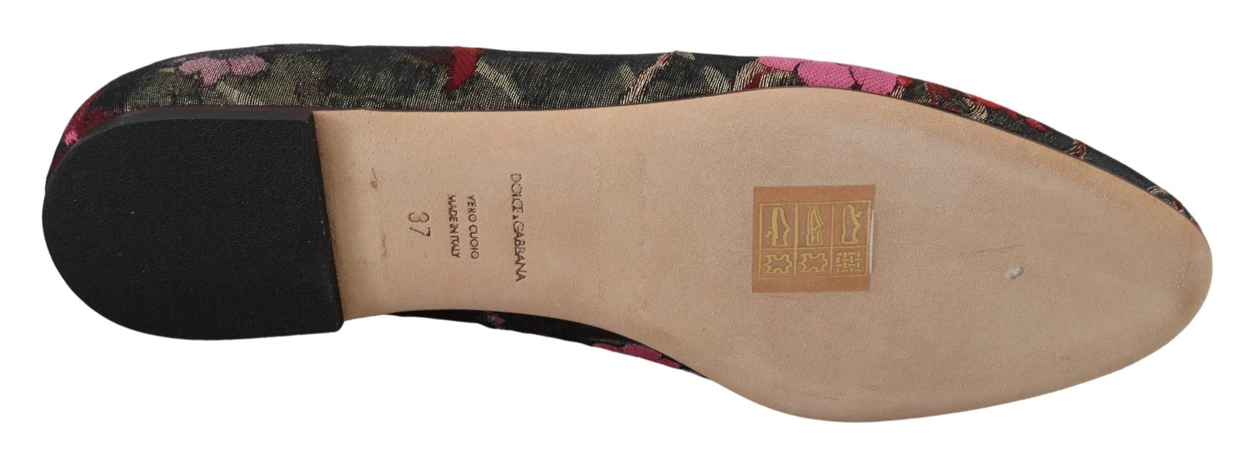 Dolce & Gabbana Multicolor Leather and Fabric Flats with Sacred Heart Patch - Hilstor