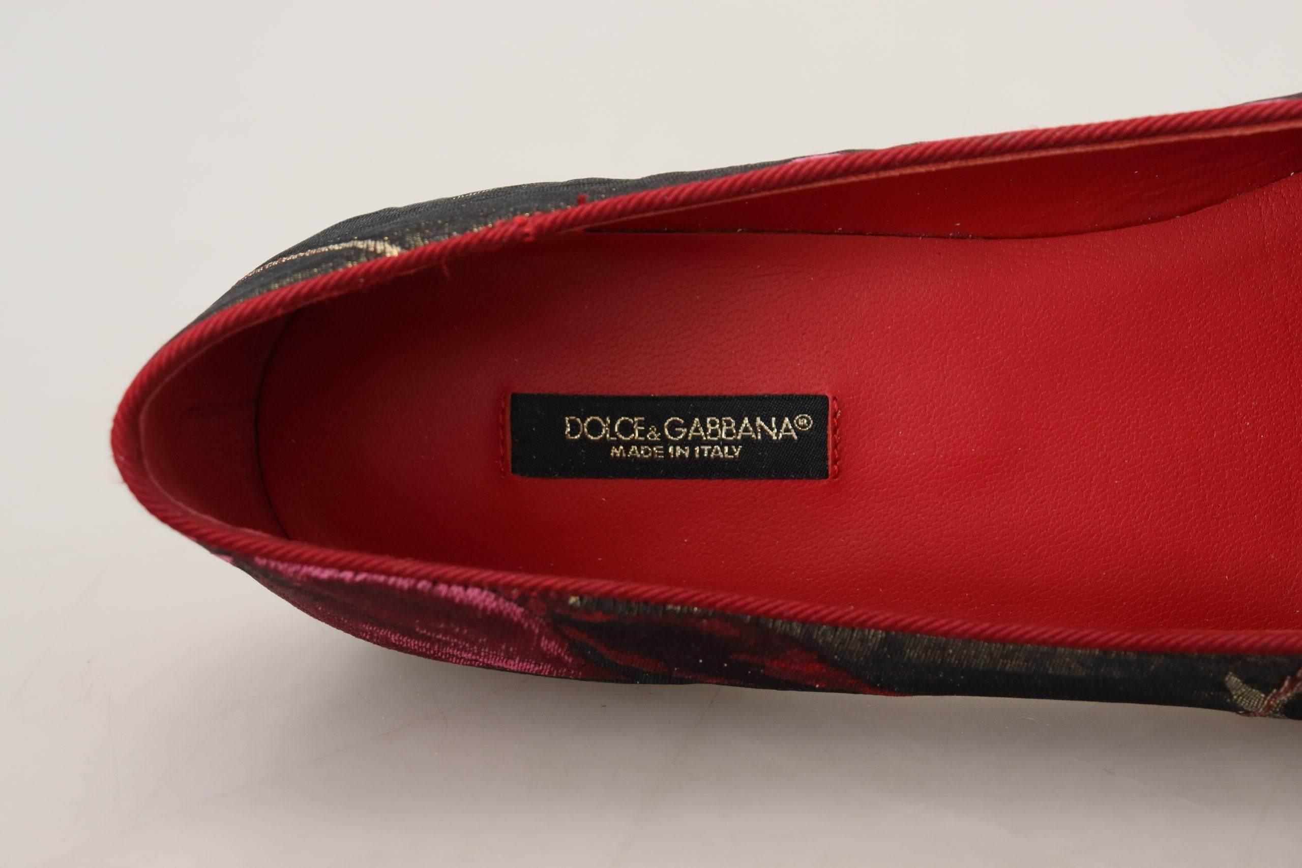 Dolce & Gabbana Multicolor Leather and Fabric Flats with Sacred Heart Patch - Hilstor