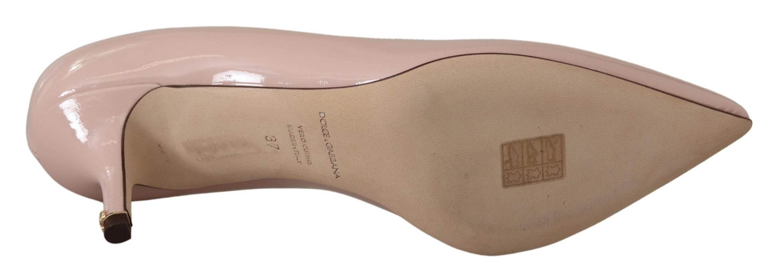Dolce & Gabbana Elegant Patent Leather Heels in Pink - Hilstor