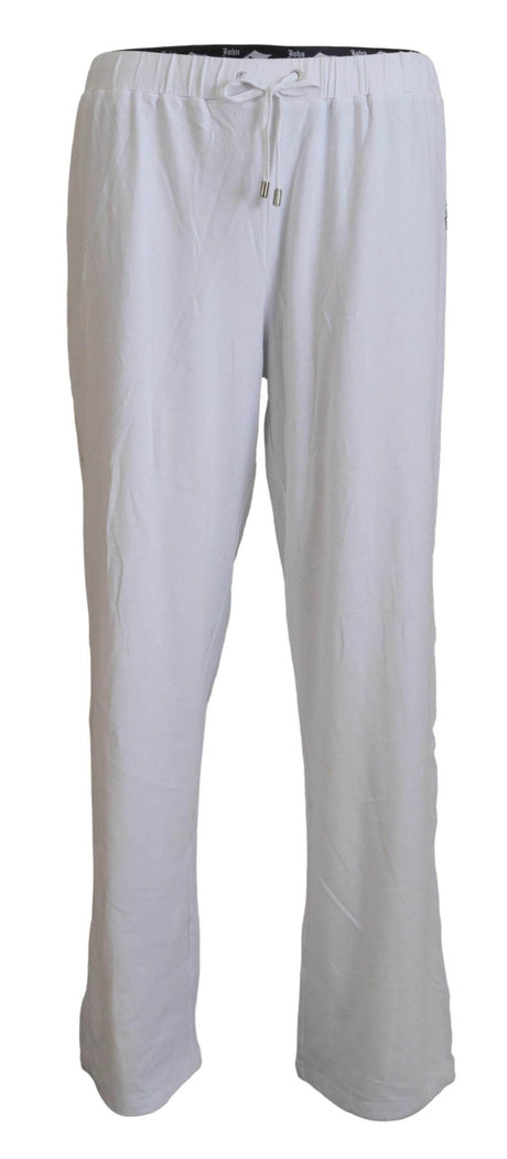 John Galliano White Cotton Logo Loose Men Pants - Hilstor