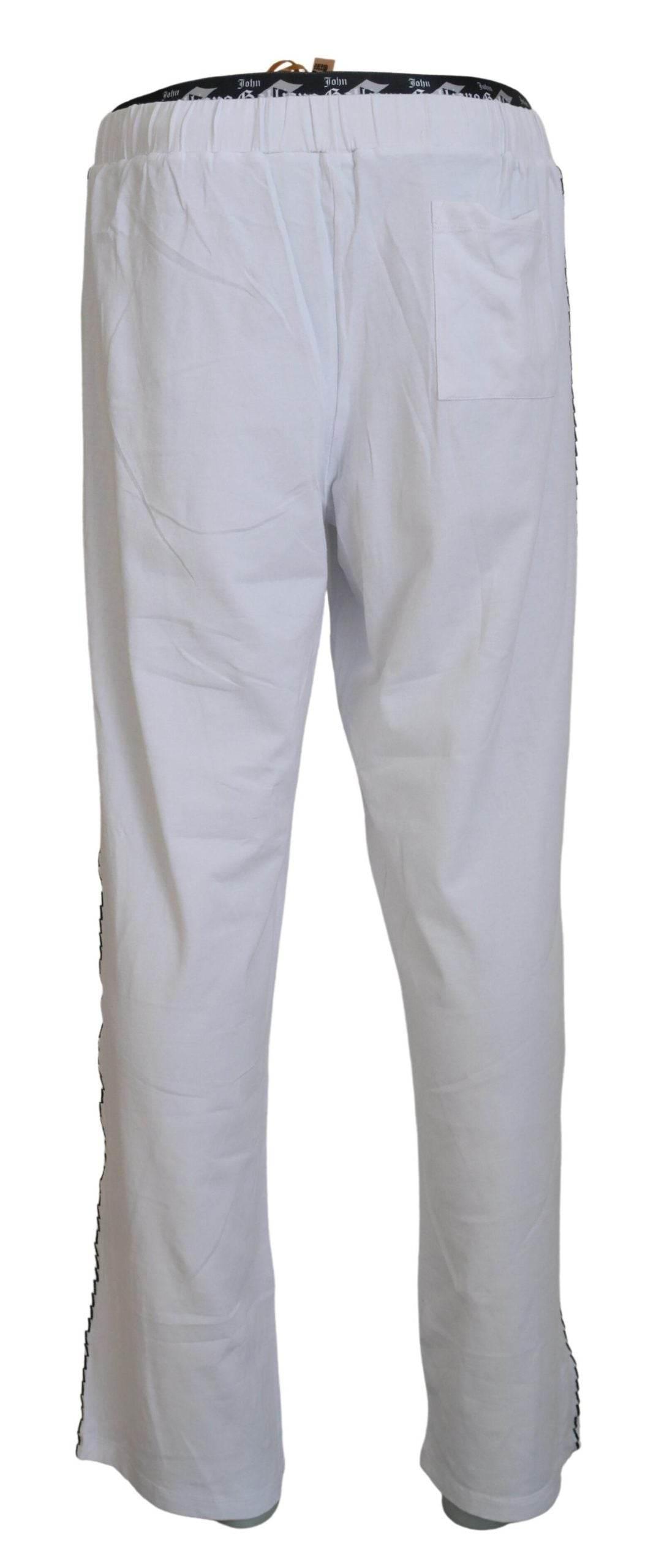 John Galliano White Cotton Logo Loose Men Pants - Hilstor