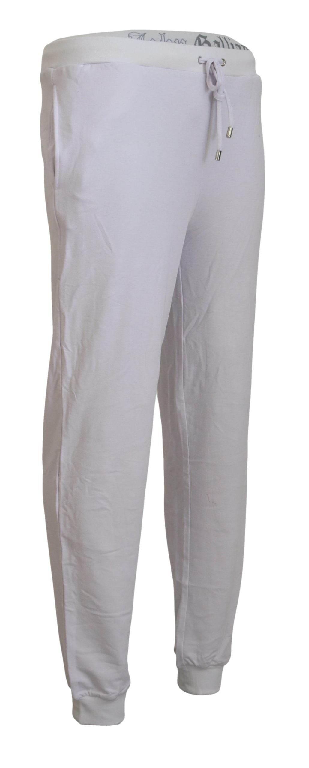 John Galliano White Cotton Logo Mens Jogger Pants - Hilstor