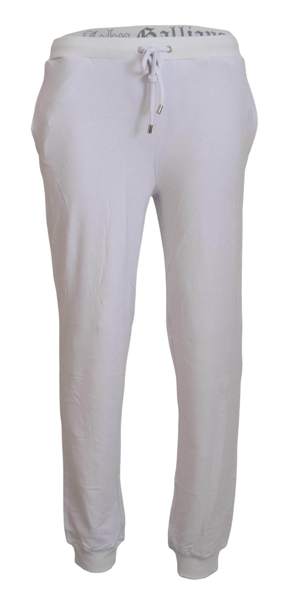 John Galliano White Cotton Logo Mens Jogger Pants - Hilstor